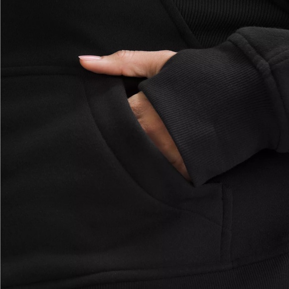 Stylish Lululemon Cropped Hoodie Black Knit Scuba Oversized Half-Zip Hoodie - Picture 4 of 12